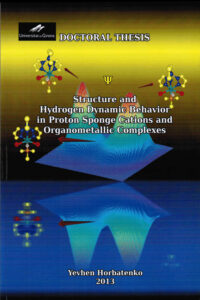 Structure and hydrogen dynamic behavior in proton sponge cations and organometallic complexes
